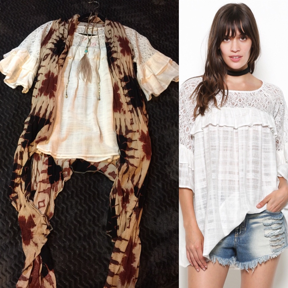 Ruffled Lace Trim Tunic